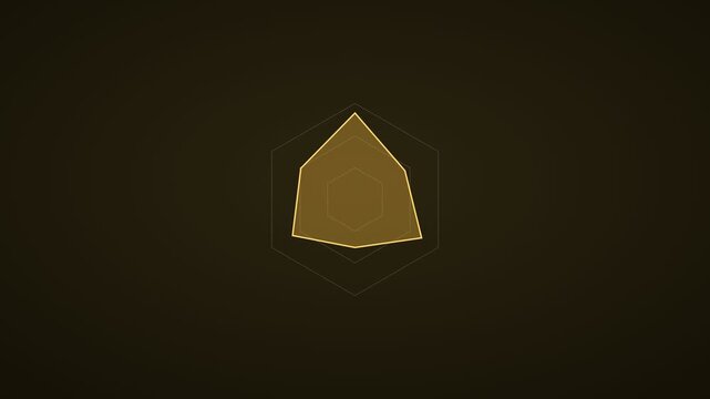 data analytics concept with an animated radar spider chart, gold color scheme