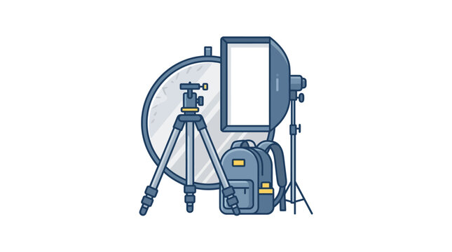 Professional Photography Equipment and Gear Illustration.