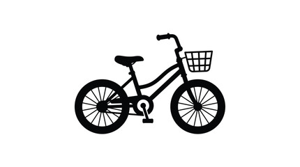 Fototapeta premium Child s Bicycle Silhouette Against White Background