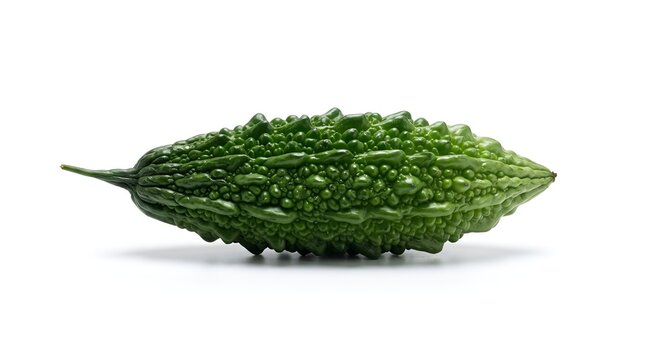 Fresh raw bitter melon isolated on white background.