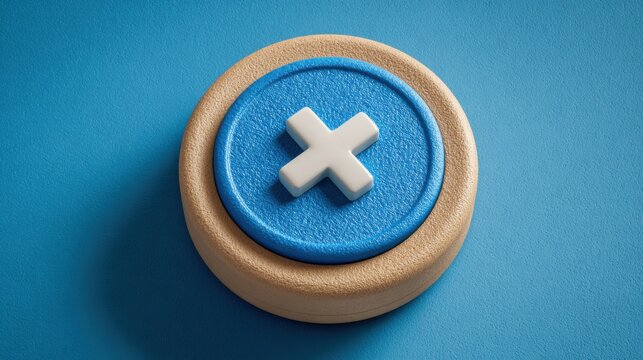 Button featuring a cross symbol representing smart cross-sell suggestion icon concept in retail marketing