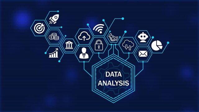 Data Analysis  Concept. Business about diagram Infographics. Business, Technology, Internet and network concept. Strategy Framework for Business Growth concept. 4k video