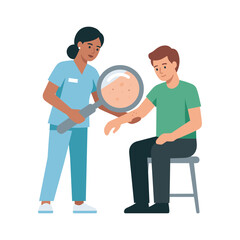 Obraz premium Dermatologist examining a skin rash on a patient