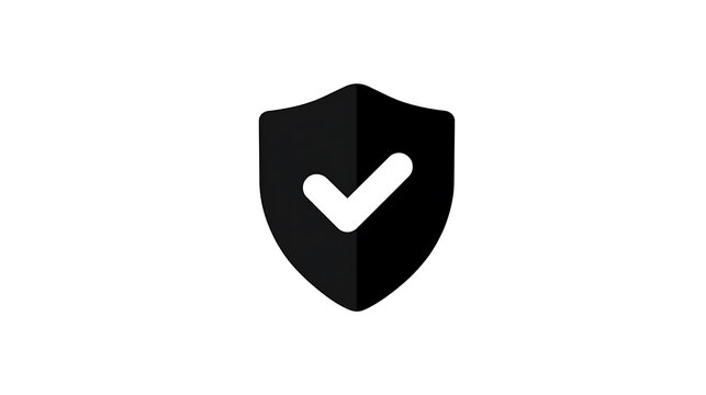 A shield emblem with a checkmark inside, symbolizing security and protection. The design is minimalist and modern