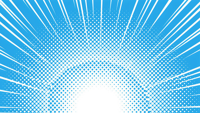 Abstract manga speed line burst background with halftone dot pattern, halftone