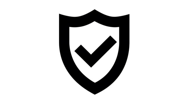 A shield icon with a checkmark inside, representing security and safety
