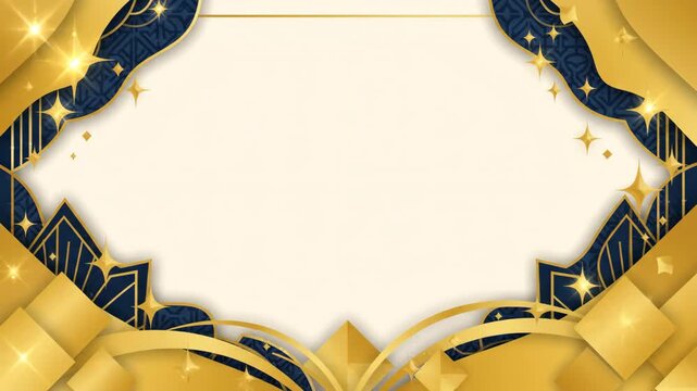 Art Deco navy and gold geometric frame.