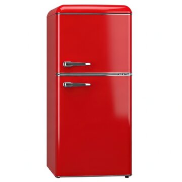 Red retro style refrigerator with refrigerator appliance domestic household