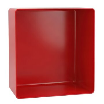 Empty red metal square container box with red color box mockup box interior