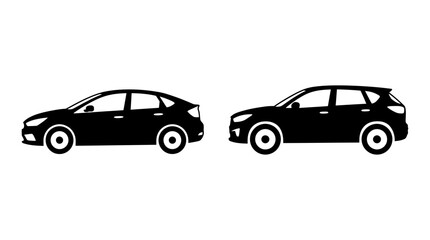 Fototapeta premium Sedan And Hatchback Car Silhouettes On White Background