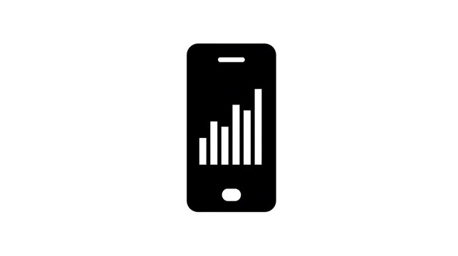 A mobile phone displaying a bar graph indicating signal strength or data usage. The graphic is in black silhouette against a plain background