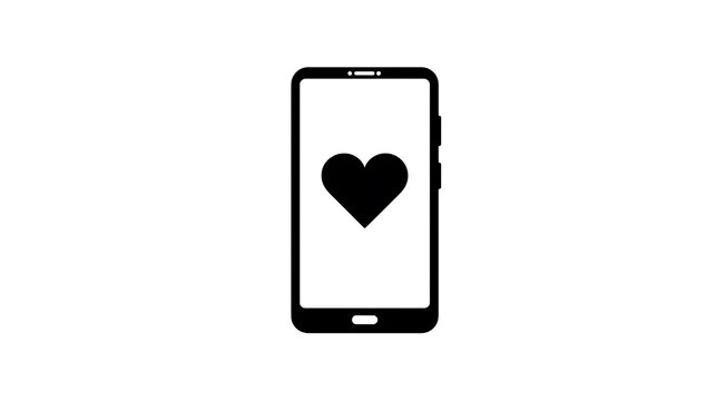 A modern smartphone displaying a black heart icon on its screen. This image symbolizes love, connection, and technology