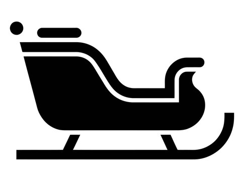 Christmas sleigh vector icon for holiday season design and winter festive celebration graphics