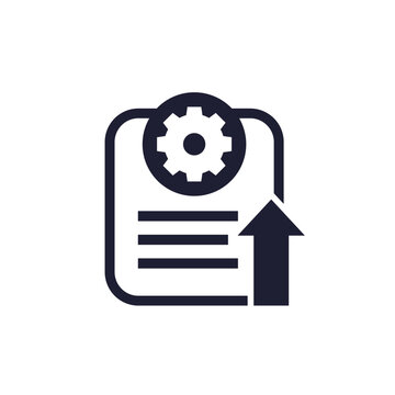 export technical data icon with gear and arrow