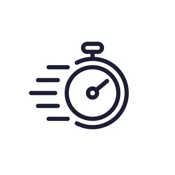 fast response line icon with stopwatch