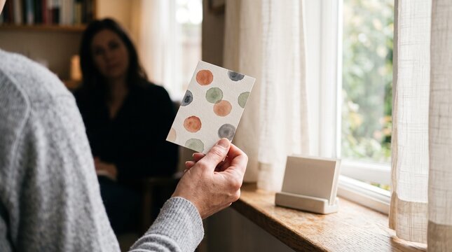 Close view of an abstract exposure card during anxiety counseling
