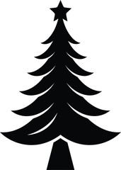 Fototapeta premium Black christmas tree with star top illustration