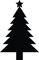 Fototapeta premium Black christmas tree with star top simple vector illustration