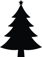 Obraz premium Black silhouette christmas tree with star top