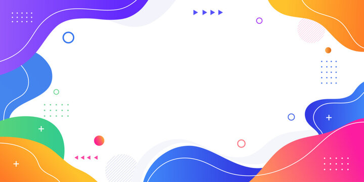 Abstract Colorful Fluid Gradient Background with Modern Geometric Elements and White Copy Space