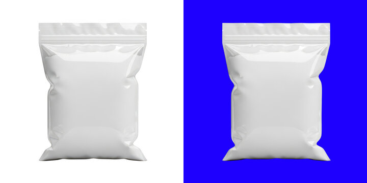 Blank plastic snack food pouch bag mock up template design transparent png
