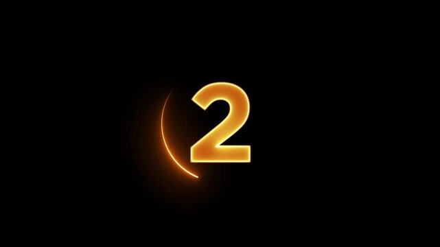 Neon bright glowing countdown timer from 5 to 0 seconds. Neon glowing countdown timer 5 second animation .
