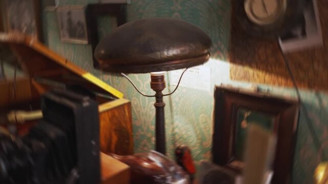 Dizzying earthquake shakes vintage interior room