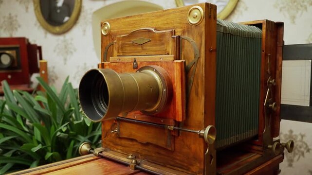 Vintage large format wooden view camera