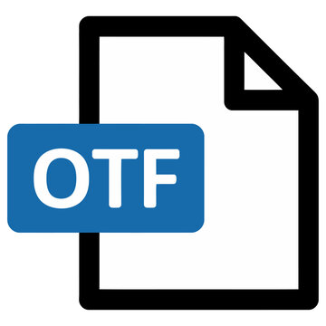 Vector of a document with a blue otf label overlaying it