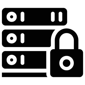 Vector graphic of a secure server with a padlock for cybersecurity concepts