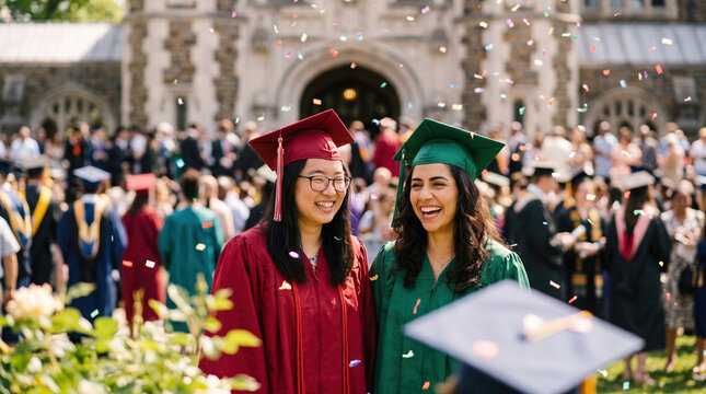 Graduates Celebrating with Confetti