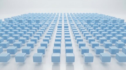Naklejka premium Blue cubes arranged like a city skyline. Abstract 3D blocks representing urban development.