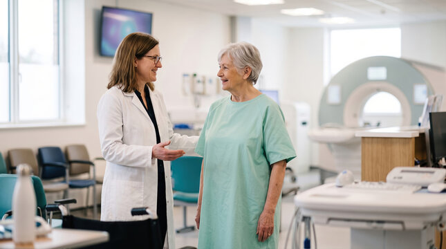 Clinician Welcoming Patient in Radiology