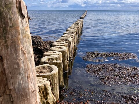Breakwater on a Baltic Sea beach
