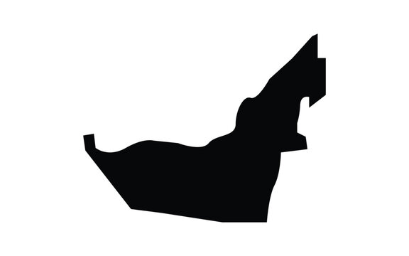 Solid black silhouette shape of the united arab emirates map outline