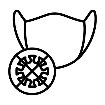 Protective face mask with virus blocked vector icon for health and safety measures