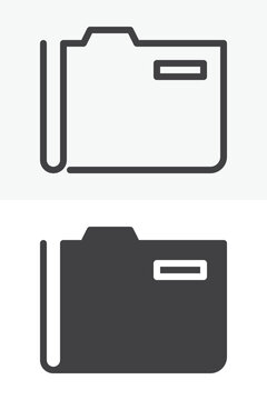 Document folder icon set in line, outline and solid style. Editable stroke vector sign and symbol with archive folder, tab file and folder icon graphics.