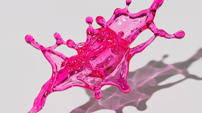 Abstract fuchsia gel droplets with glossy liquid texture