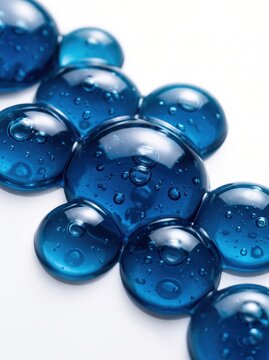 Blue abstract water ripple background with floating bubbles