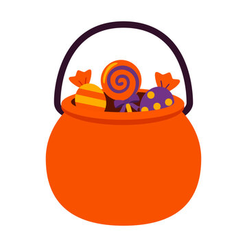 Halloween Candy Bucket Filled With Colorful Sweets