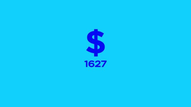 Dollar count 1000 -2500 icon representing financial calculation and money tracking on blue background
