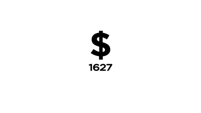 Dollar count 1000 -2500 icon representing financial calculation and money tracking on white background