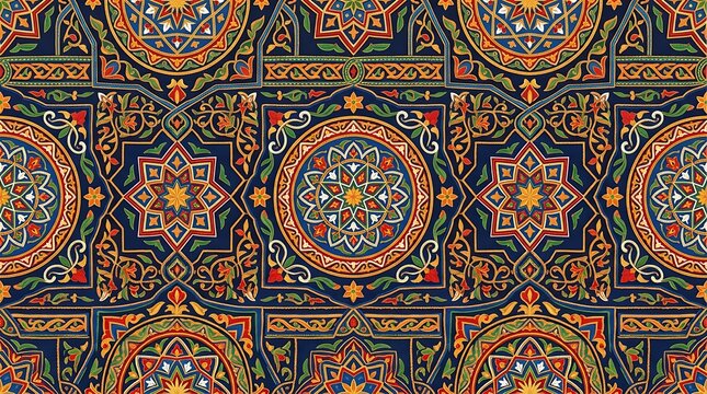 Intricate islamic geometric pattern with star and floral motifs