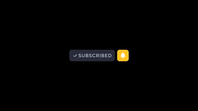 Mouse cursor clicking a red subscribe button and notification bell icon on black background