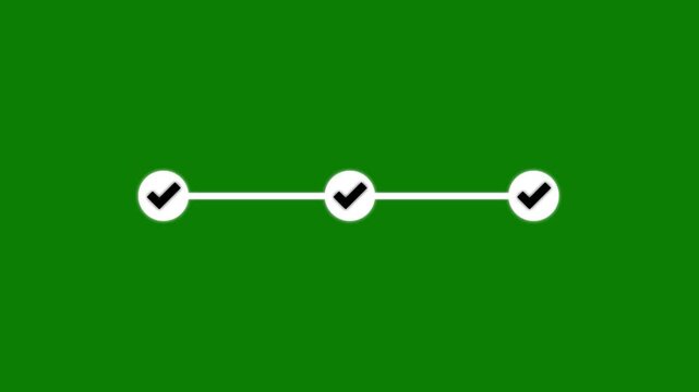 infographic step by step process icon animation on without background, three steps process success with check marks