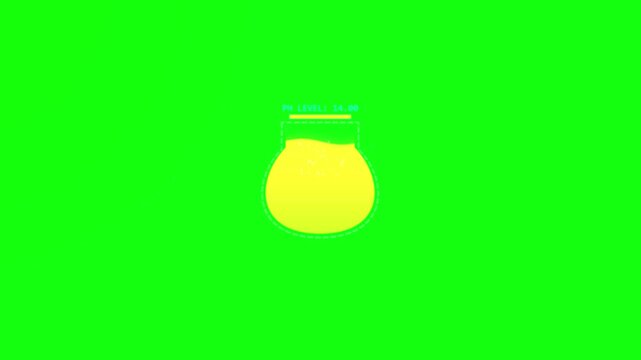 Chemical flask animation with changing liquid level and ph indicator