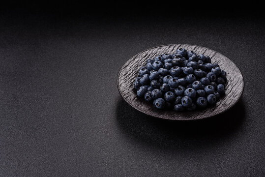 Fresh, ripe, and juicy wild blueberries as an ingredient for vegetarian dishes