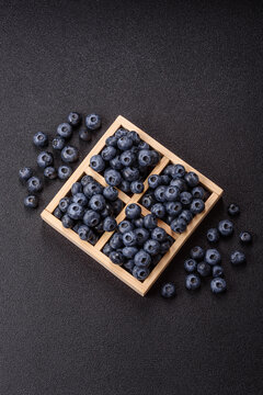 Fresh, ripe, and juicy wild blueberries as an ingredient for vegetarian dishes