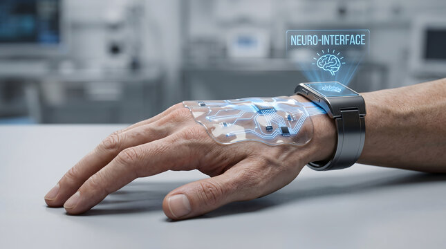 Wearable neuro-prosthetic device for rehabilitation of an atrophic hand.