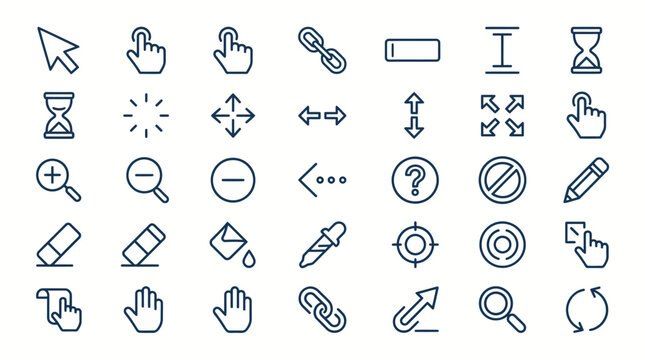 Collection of computer mouse cursors and pointer icons vector illustration set